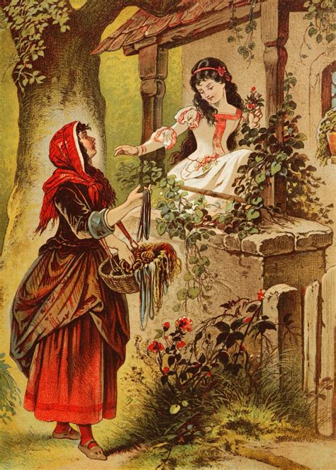 Snow White Old Fairytale Book Illustration Grimm Fairy Tales
