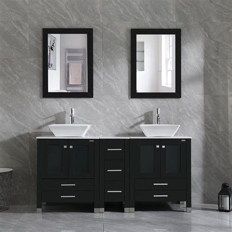 Wonline Homes Bathroom Inch Modern Wood Cabinet With Marble