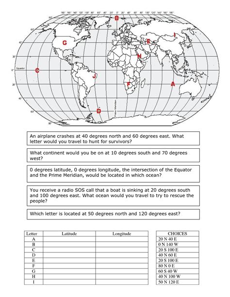 Longitude And Latitude Printable Worksheet Social Studies Worksheets