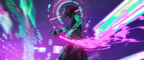 Neon Samurai By Dmitry Mel 5160x2160 R Widescreenwallpaper