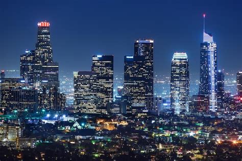 Premium Photo Downtown Los Angeles Skyline At Night