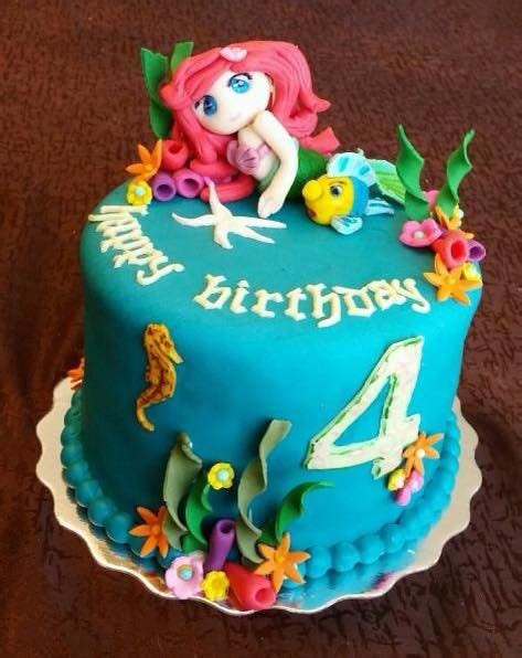 Little Mermaid Themed 4th Birthday Cake Little Mermaid Couture