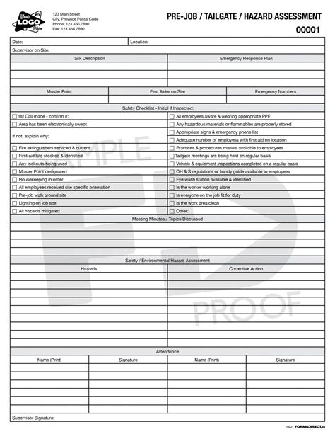 Field Level Hazard Assessment Flha Custom Form Forms Direct