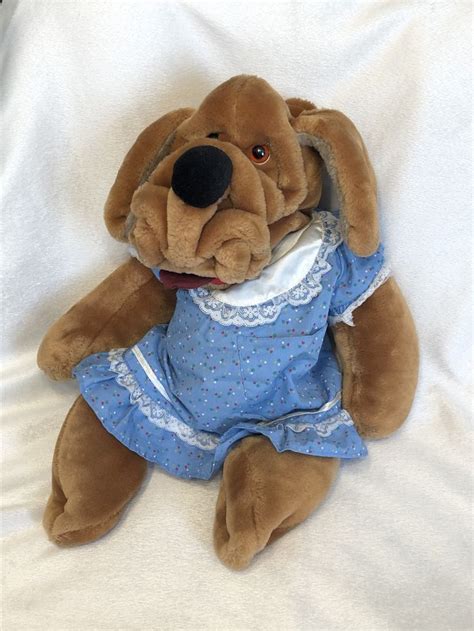 Vintage Wrinkles Plush Hand Puppet Dog In Blue Dress 1981 Etsy Canada