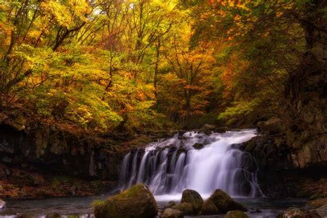 Autumn Forest Waterfall 5k Retina Ultra Hd Wallpaper Background Image