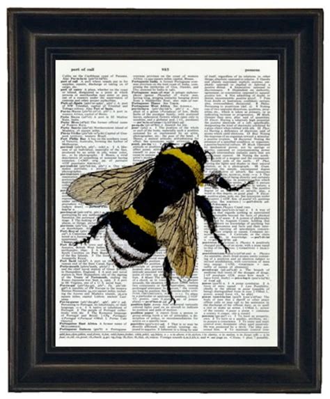 Bee Dictionary Art Book Page Print Upcycled Dictionary Art Etsy