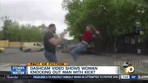 Woman Knocks Out Man With Kick Youtube