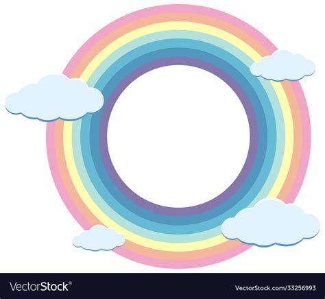 Rainbow Round Frame In Pastel Color With Some Vector Image