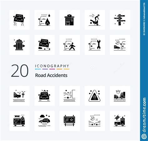20 Road Accidents Solid Glyph Icon Pack Like Car Accidents Accident