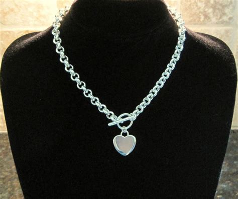 Sterling Silver~heart Charm Pendant Necklace~toggle~17 Chunky Chain~20