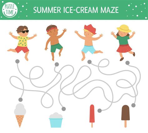 Summer Maze For Children Preschool Beach Holidays Activity Funny