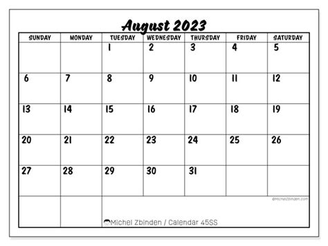 Free Printable August 2023 Calendar Wiki Calendar