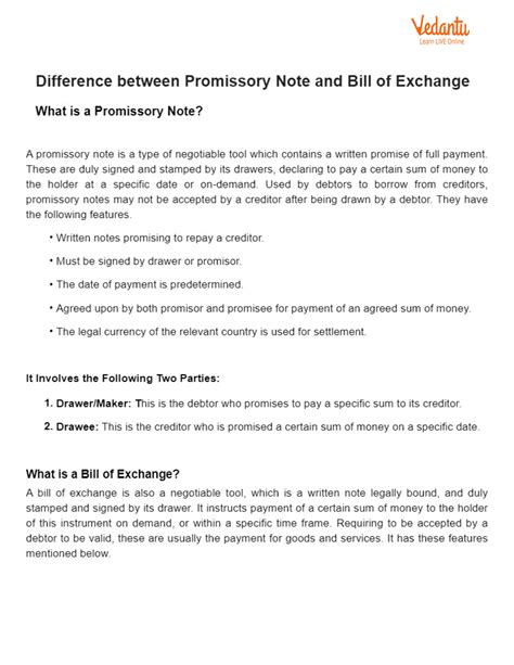 Solution Difference Between Promissory Note And Bill Of Exchange