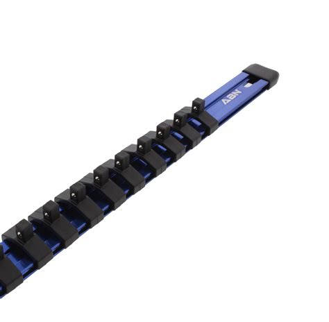 Abn Blue Aluminum Sae 14 Inch Drive Socket Holder Rail And Clips Tool