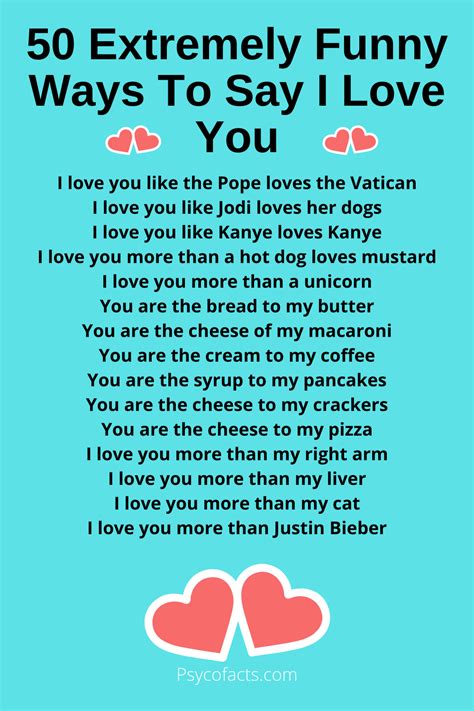 50 Extremely Funny Ways To Say I Love You Psychological Facts