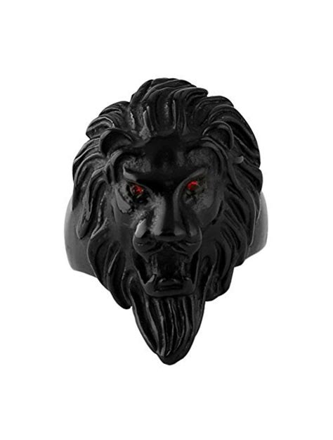 Buy Hzman Mens Vintage 316l Stainless Steel Lion Ruby Eyes Rings Heavy