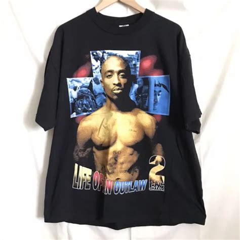 Vintage Tupac Shakur Rap T Shirt 90s Hip Hop Size Xl 2pac Life Of An Outlaw 350 00 Picclick