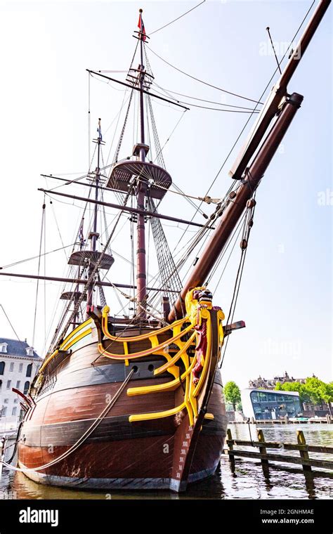 Classic Tall Ship With Rope Rigging And Sails Stock Photo Alamy