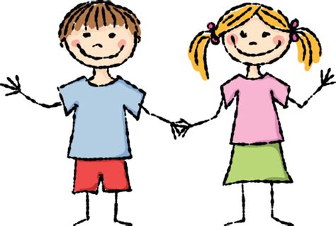 Drawing Of The Boy And Girl Stick Figures Clip Art Vector