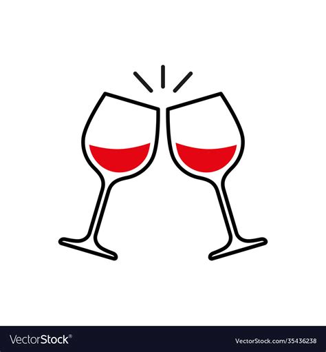 Toast Clink Two Glasses With Red Wine Royalty Free Vector