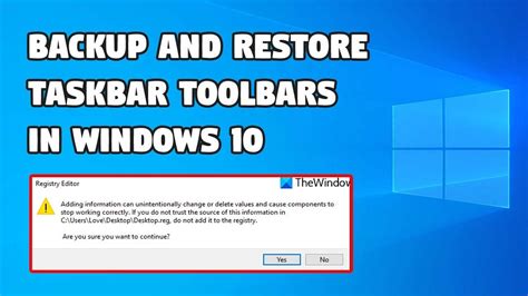How To Backup And Restore Taskbar Toolbars In Windows 10 Youtube