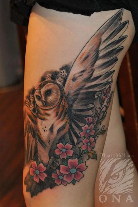 Owl And Flowers Tattoo By Dlacie Tattoonow