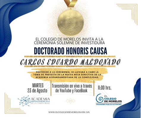 Invitación Ceremonia Solemne Doctorado Honoris Causa Al Dr Carlos