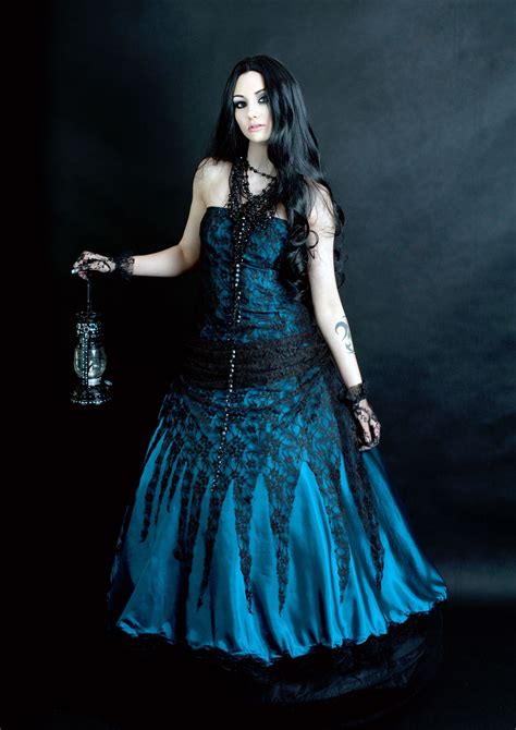 Gothic Victorian Goth Blue Gown Unique Dark Vampire Costume Wedding For