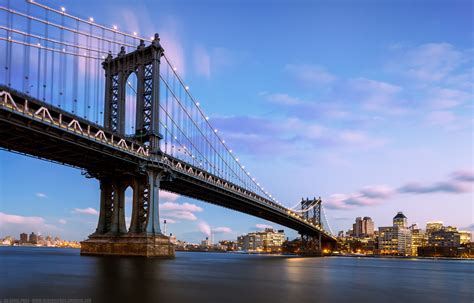 East River Manhattan Bridge New York City New York America By Joe