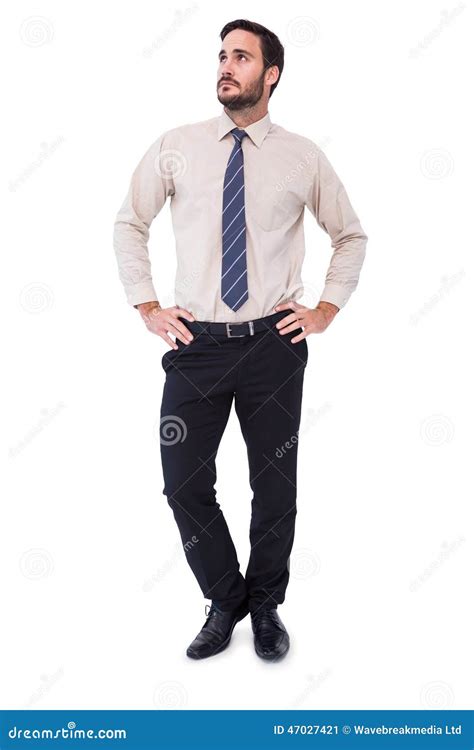 Businessman Standing With Hands On Hips Stock Image Image Of Adult