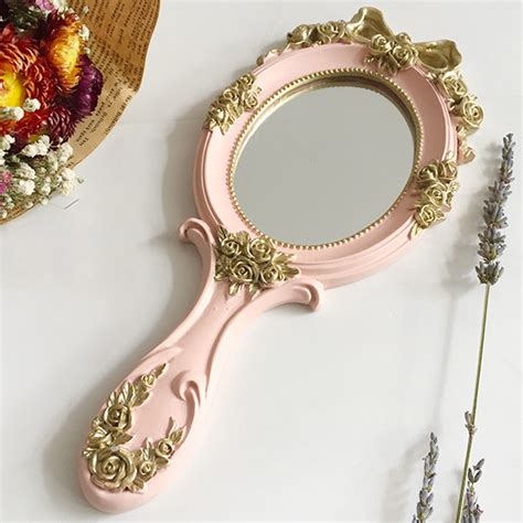 Cute Creative Plastic Vintage Hand Mirrors Makeup Vanity Mirror