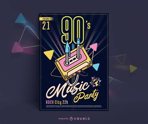 90s Music Poster Design Vector Download