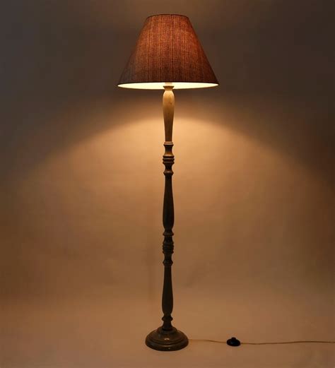 Buy Brown Fabric Floor Lamp By Craftter Online Torchiere Floor Lamps