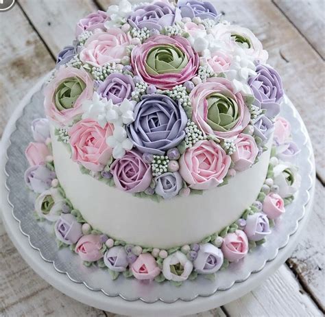 Purple And Pink Floral Cake Beautiful Birthday Cakes Buttercream