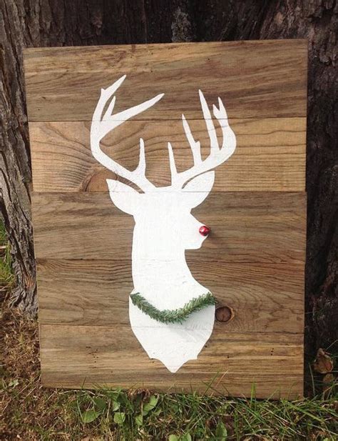 Large Christmas Reindeer Wall Decor Rudolph By Thepinkhammershop