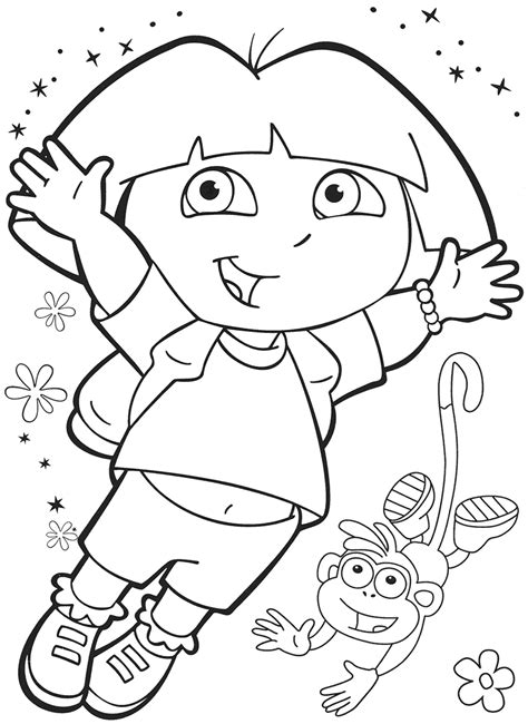 Dora printable coloring pages are a fun way for kids of all ages to develop creativity, focus, motor skills and color recognition. Crafts,Actvities and Worksheets for Preschool,Toddler and Kindergarten