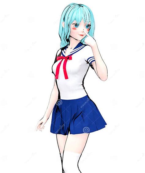 3d Japanese Anime Schoolgirl Stock Illustration Illustration Of Comic