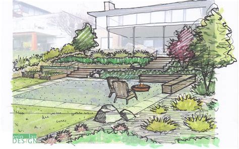 Retaining Walls Terraced Yard Sketch Landscape Sketch Landscape Plan