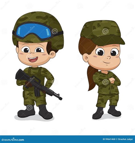 Set Of Soldierscartoon Character Design Isolated On White Background