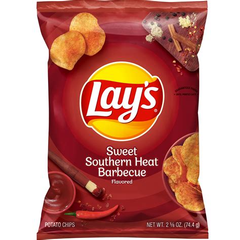 Lays Sweet Southern Heat Barbecue Flavored Potato Chips 2625 Oz Bag