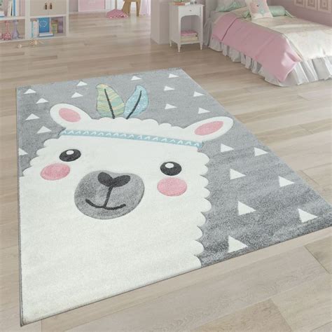 Paco home teppich kinderzimmer grau kinderteppich spielteppich straßenteppich mädchen jungs, grösse:200x290 cm, farbe:grau 2. Teppich Kinderzimmer 3-D-Motiv Alpaka Rosa | Teppich ...