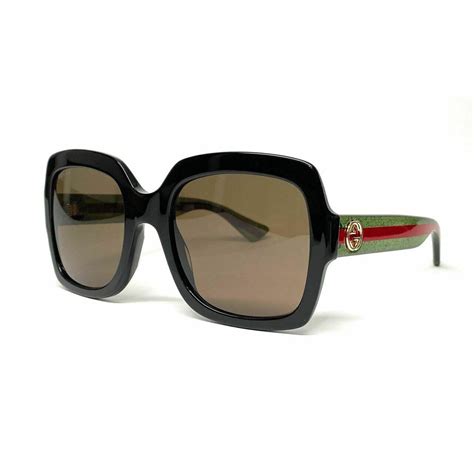 Gucci Gg0036s 002 Black And Green Glitter Square Sunglasses See My Glasses