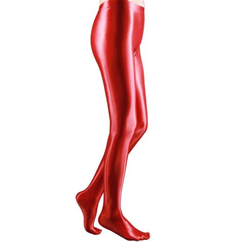 Women Satin High Glossy Silky Pantyhose Shiny Footed Leggings Tights Metelam