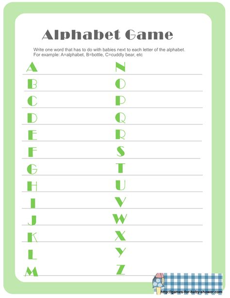 Words In A Word Game Printable