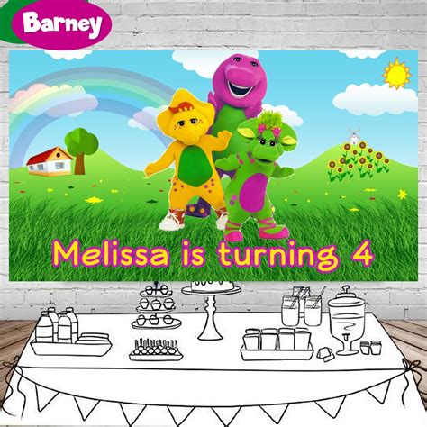 Barney Dinosaur Printed Vinyl Backdrop Barney Birthday Etsy