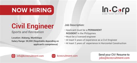 For Hire Civil Engineer For A Company In Alabang Muntinlupa