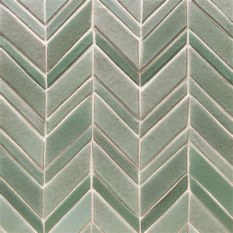 Chevron Tile In Greens Artisan Tiles Handcrafted Tile Chevron Tile