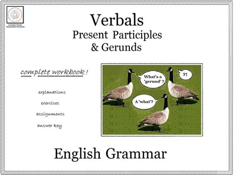 English Grammar Present Participles And Gerunds Bandw Teaching Resources