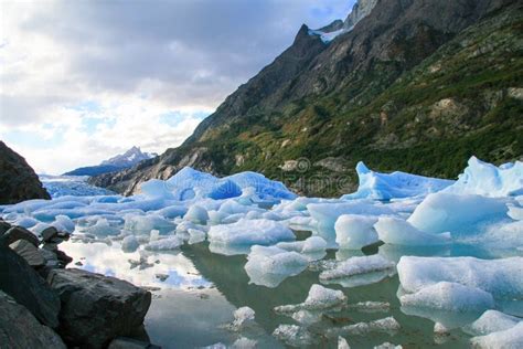 Glacier In Torres Del Paine National Park In Patagonia Chile Stock