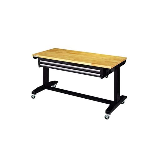Husky 52 In Adjustable Height Work Table With 2 Drawers In Black